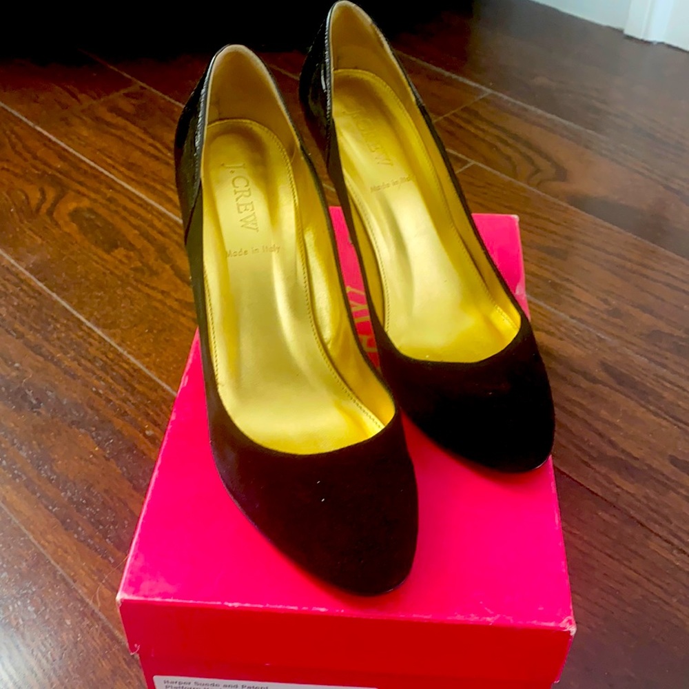 Jcrew Harper Suede and Patent Black Heels Size 8.5